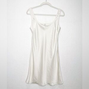 Wilfred Aritzia Women's Light Birch Sleeveless Satin Slip Mini Dress Size M